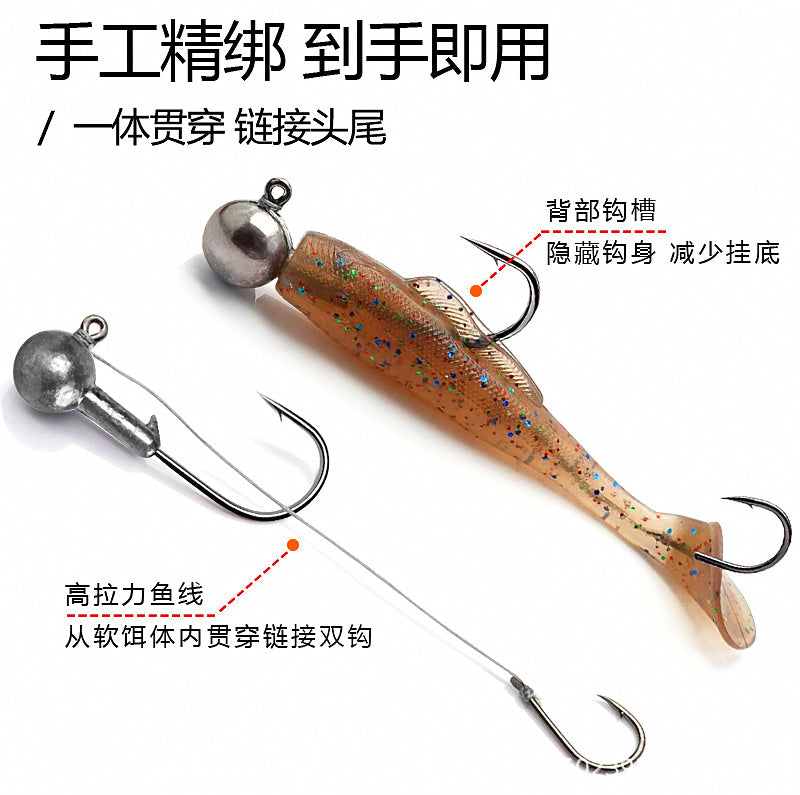 T-Tail Soft Swimbait Set with Jig Heads, 3.5–10 g (0.12–0.35 oz) – product photo
