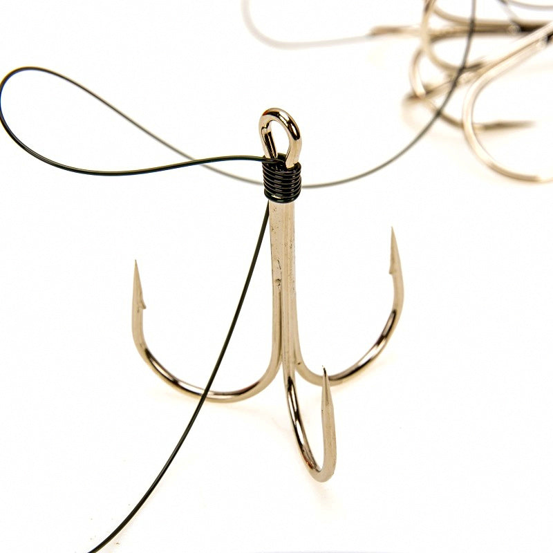 3-Hook Barbed Trolling Hook Rig, Size 8, Boat Fishing
