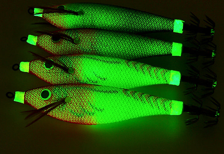 Wooden Shrimp Squid Jig (Egi), Glow, 6.5 g (0.23 oz) – product photo
