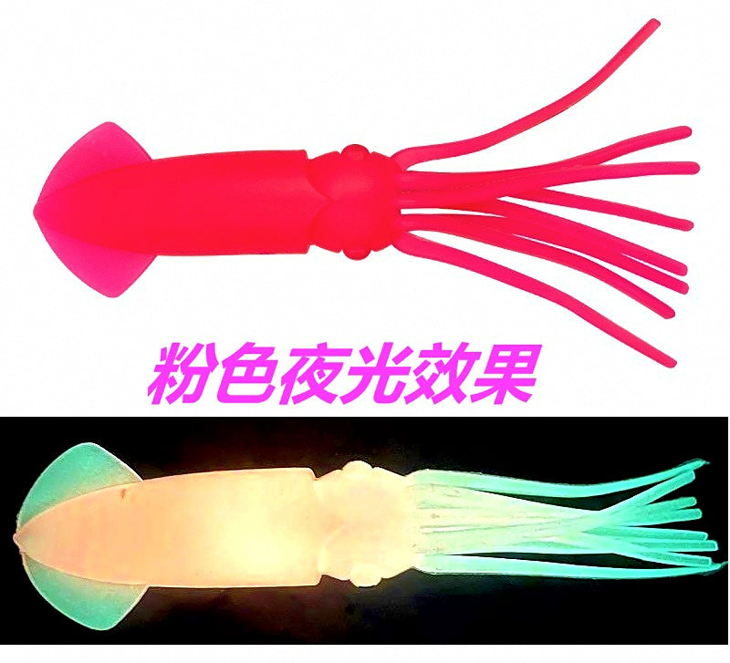 Soft Squid Lure, Glow Colors, 8–20 cm (3–8 in) – product photo