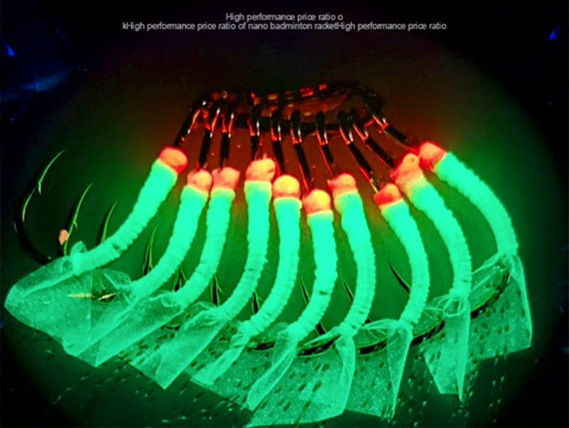 Glow Rubber Skin Fish Hooks, 10-Pack, Barbed, Boat Fishing – product photo