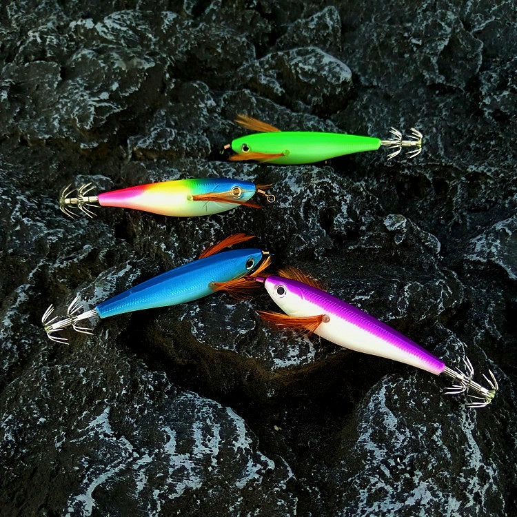Glow Wood Shrimp Squid Jig, 10 cm (3.9 in), Painted – product photo