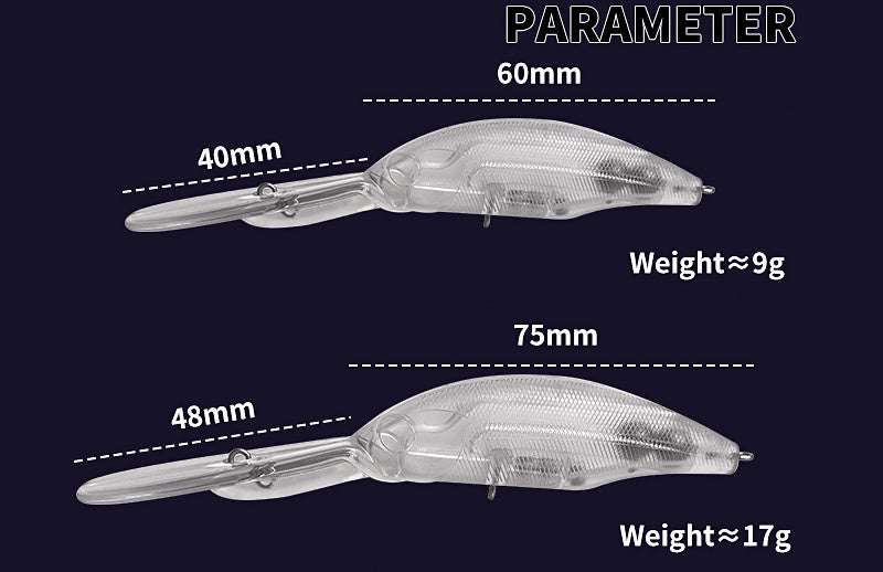 Unpainted Floating Long Lip Minnow Blank, 9 g / 17 g – product photo