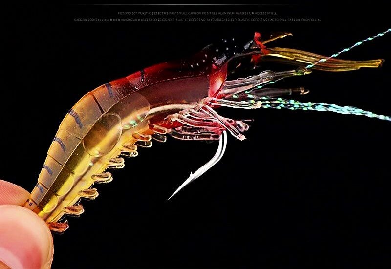 Soft Plastic Shrimp Lure, Glow & Color Options, 3–5 Pack – product photo