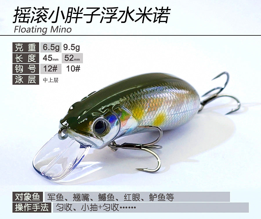 Small Minnow Lure, Floating/Slow Sinking, 6.5–9.5 g (0.23–0.33 oz) – product photo