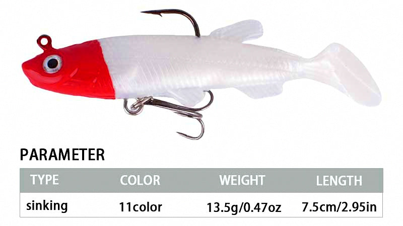 Jig Head T-Tail Soft Swimbait, 7.5 cm (3 in), 13.5 g (0.5 oz) – product photo