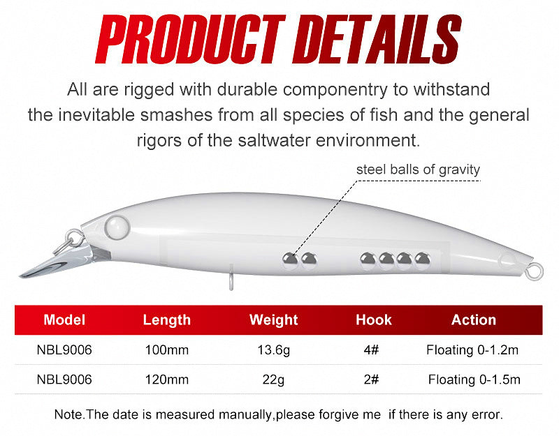 Floating Minnow Hard Bait, 100–120 mm (3.9–4.7 in) – product photo
