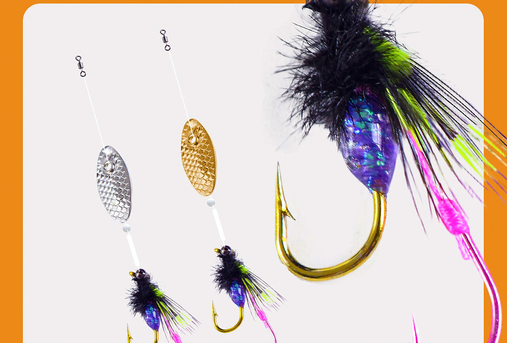 Pre-Tied Double Hook Micro Lure Rig with Sequin, 5–15 Sets – product photo