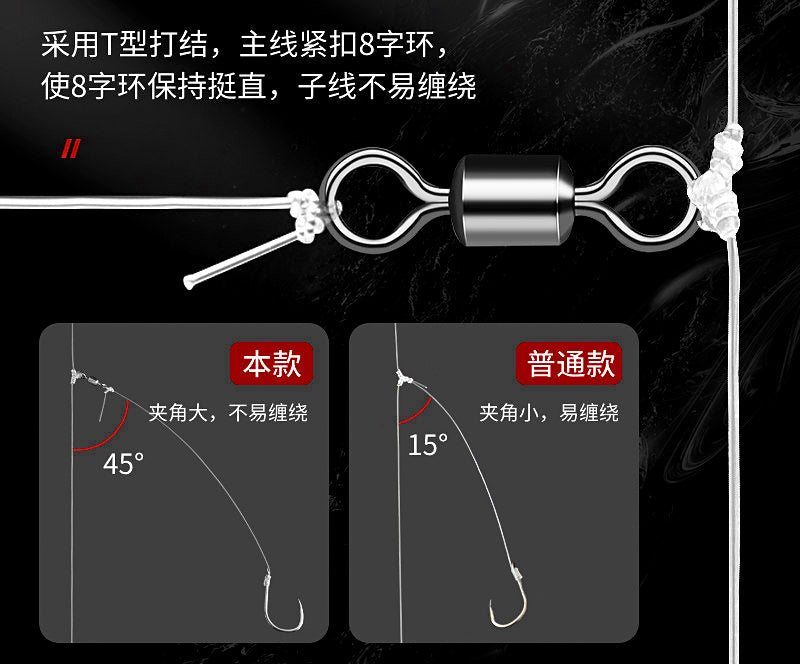 Anti-Tangle 3-Hook Rigs with Figure-8 Ring, 6-Pack – product photo