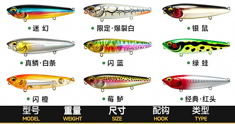 Floating Walk-the-Dog Topwater Lure, 4.5 g & 9.5 g – product photo