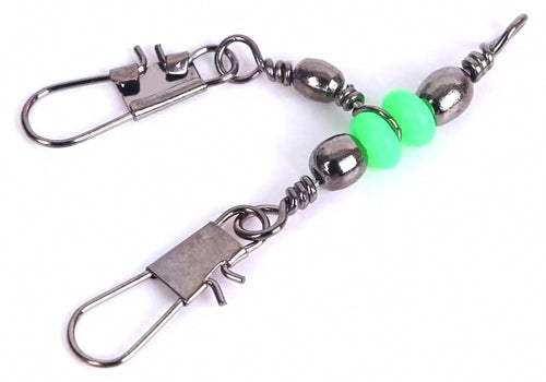 Barrel Swivel with Snap, Glow Bead, Black, 3 Sizes – product photo