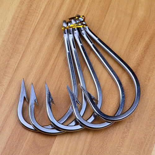 Stainless Steel Barbed Jig Hooks, 5-Pack, 6/0–12/0
