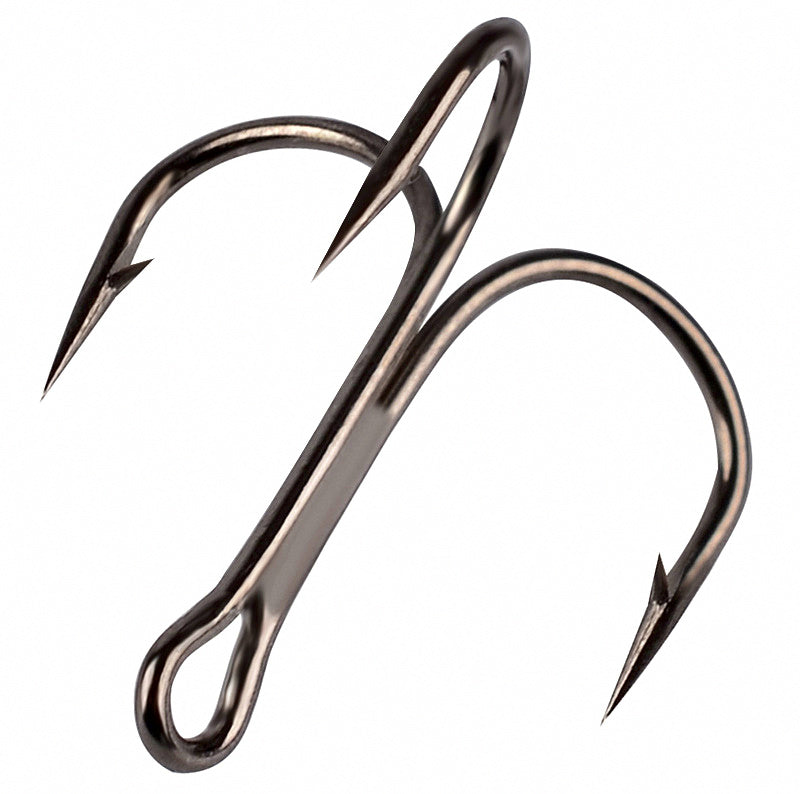 Barbed Treble Hooks, Black High-Carbon, 20-Pack