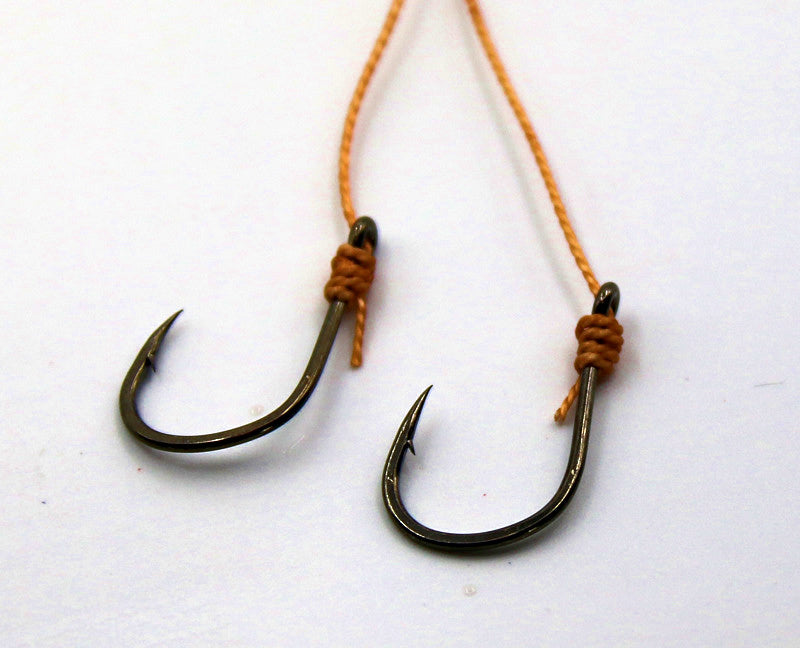 Pre-Tied Double Hook Rigs on PE Line, Long Shank, Sizes 5–13 – product photo