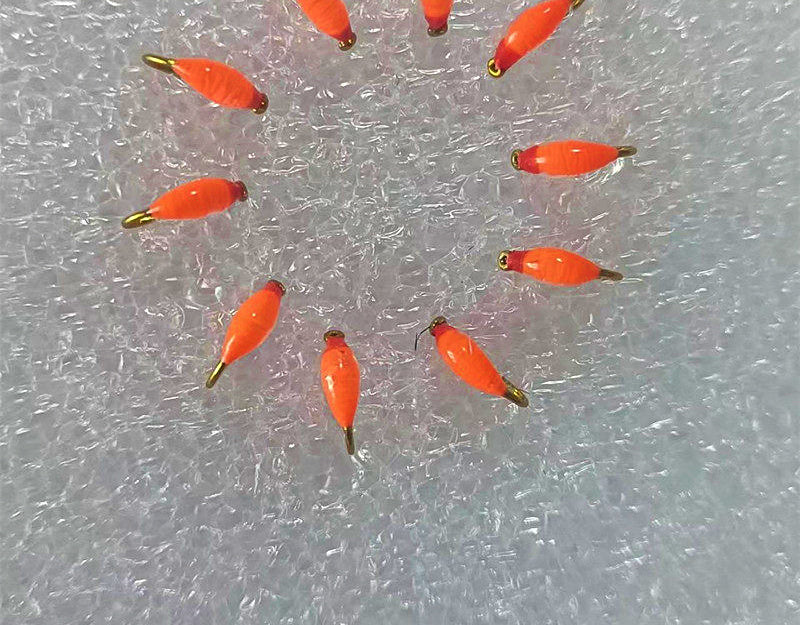 Orange Nymph Fly Set, Barbed Hook, Size 10–20 – product photo
