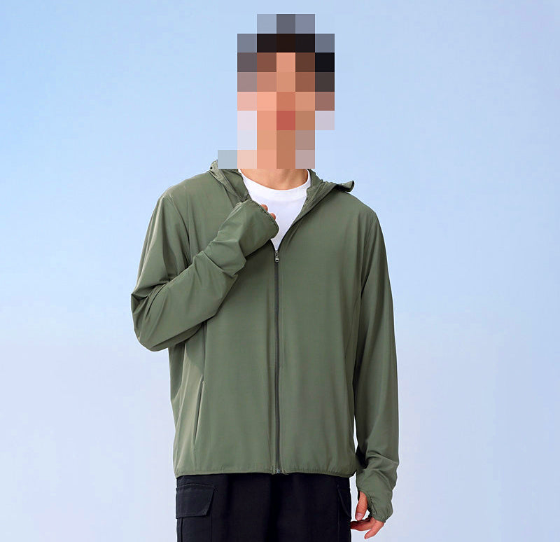 Men's Hooded Sun Shirt with Removable Brim, Lightweight UPF Style – product photo