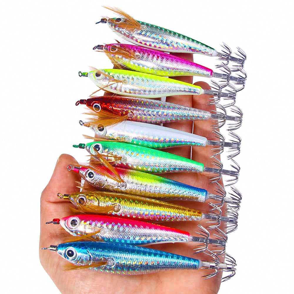 Glow Wooden Shrimp Squid Jig, 10 cm 9 g (0.3 oz) – product photo