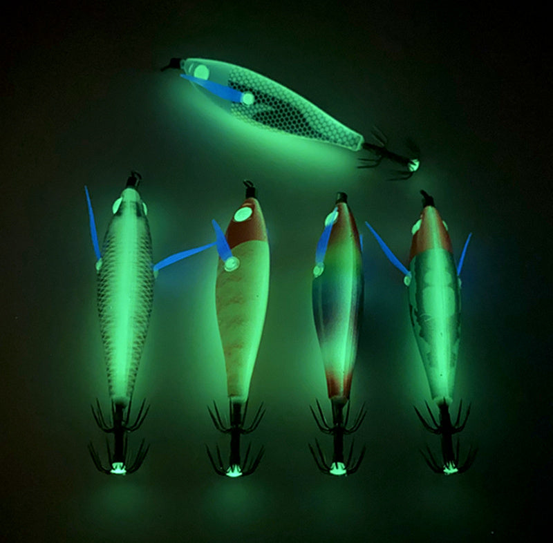 Glow Wood Shrimp Squid Jig with Silicone Wings, Umbrella Hook – product photo