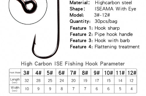 Long Shank Bait Hooks, High Carbon Steel, 30 Pack – product photo
