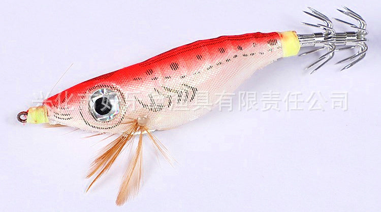 Glow Squid Jig Wooden Shrimp Lure, Assorted Colors – product photo