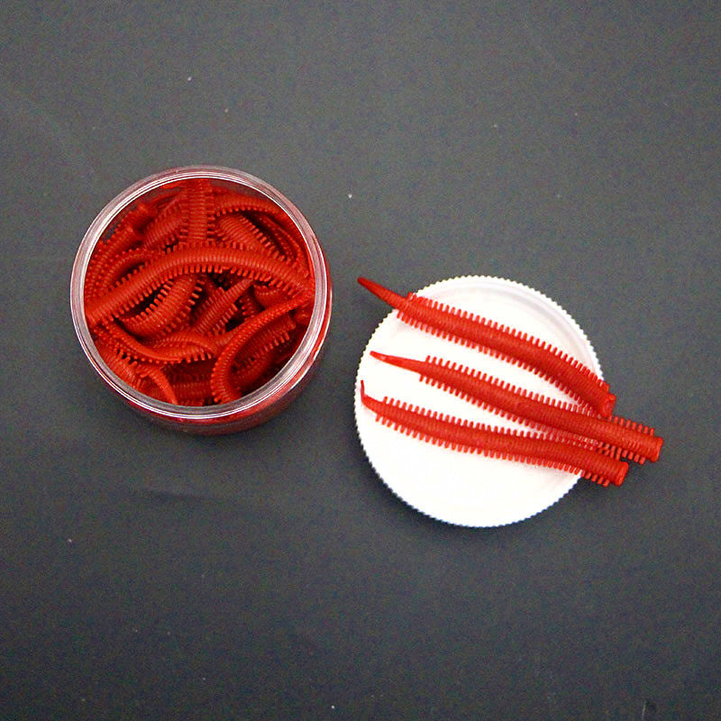 Soft Sandworm Lure Bait, Dark Red, 30 Pieces per Bottle – product photo