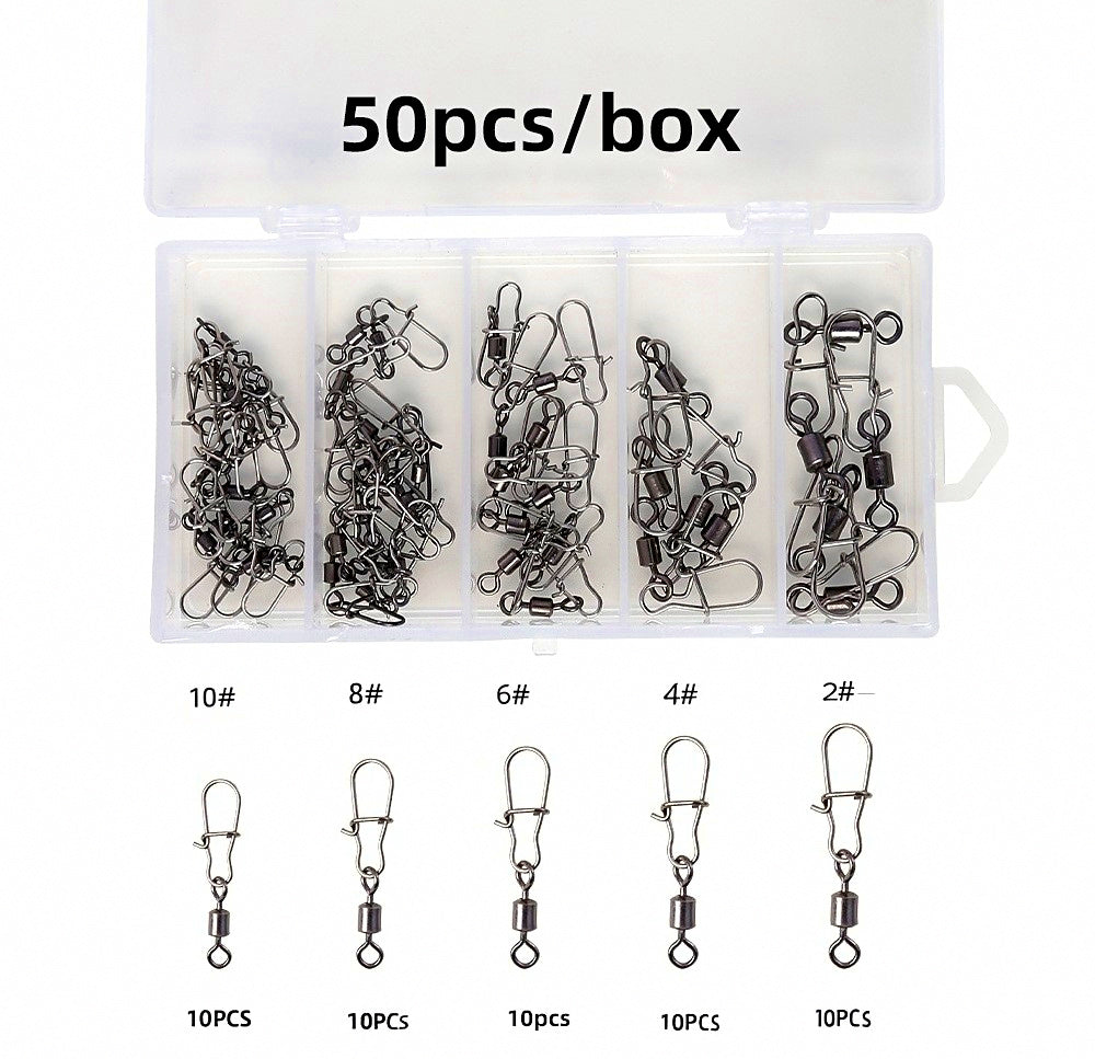 American Snap Swivel Assortment Box, Sizes 2–10, 50 pcs – product photo
