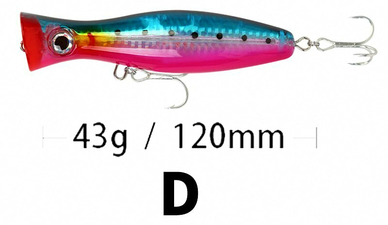 Popper Lure, 12 cm 43 g (1.5 oz), Reinforced Hooks – product photo