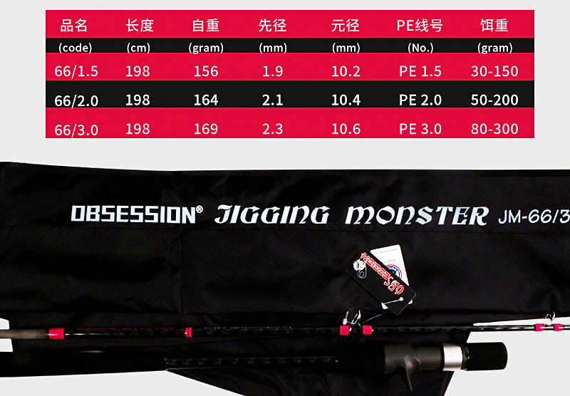 Slow Pitch Jigging Rod, 1.98 m (6 ft 6 in), 2-Piece – product photo