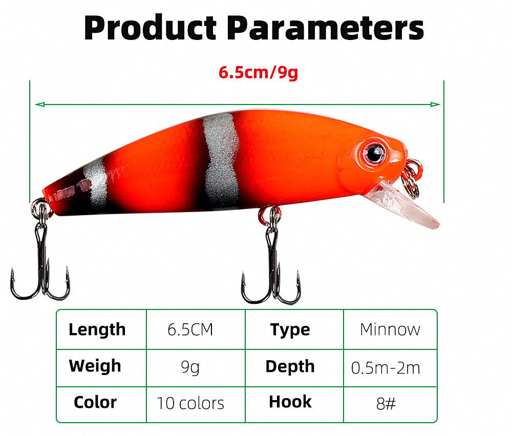 Sinking Minnow Hard Bait, 9 g (0.3 oz), 6.5 cm (2.6 in) – product photo