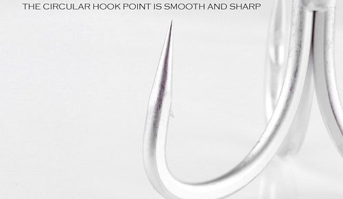 Matte Tin Treble Hooks, Barbed, Sizes 1, 1/0, 2/0 – product photo
