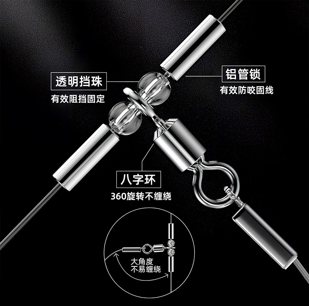 Pre-Tied 3-Hook Rig, Anti-Tangle Carbon Line, Sizes 1–7 – product photo