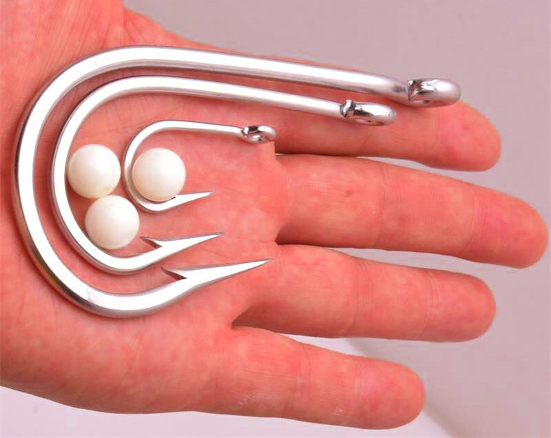 Stainless Steel Shark & Tuna Hooks, 5-Pack, 2/0–13/0 – product photo
