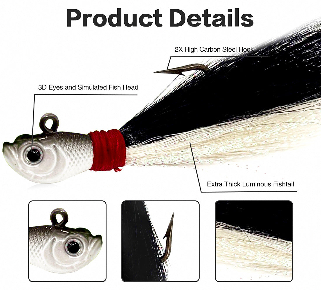Bucktail Feather Jig, 7–56 g (0.25–2 oz), 5-Pack – product photo