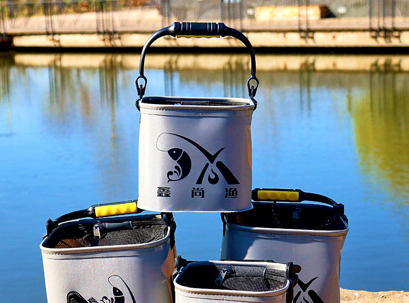 Collapsible Fishing Bucket with Rope, 20–24 cm (7.9–9.4 in) – product photo