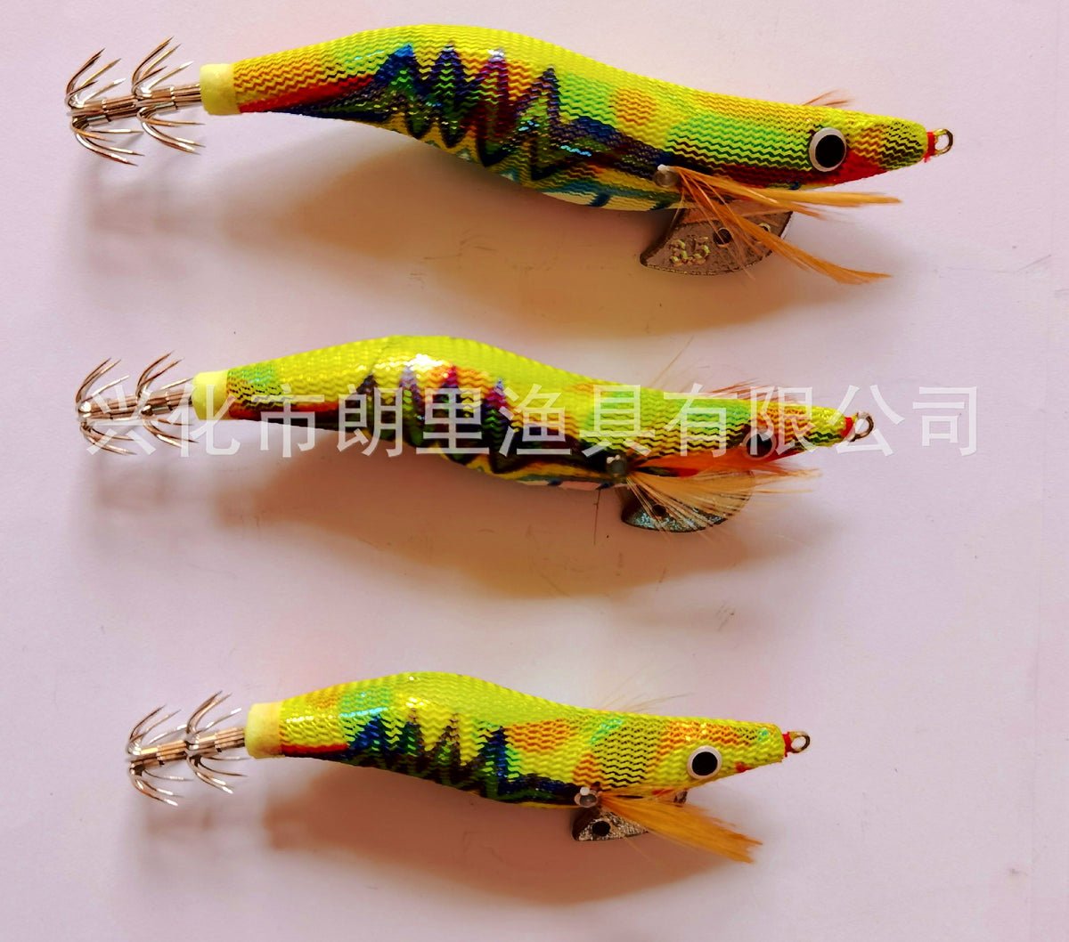 Glow Squid Jig, Wooden Shrimp Style with Rattle, Sizes 2.5–4.0 – product photo