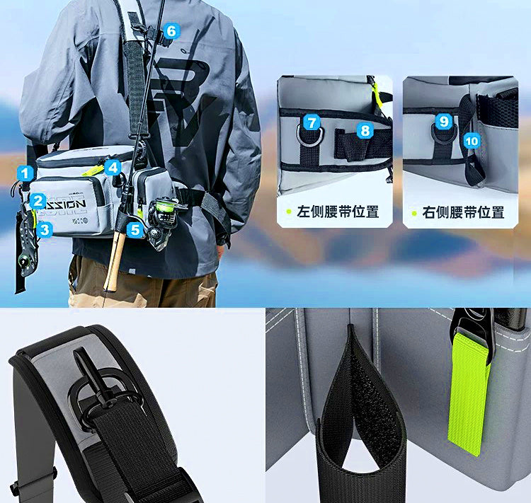 Lure Fishing Tackle Bag, Nylon Shoulder Bag, Multi-Compartment – product photo