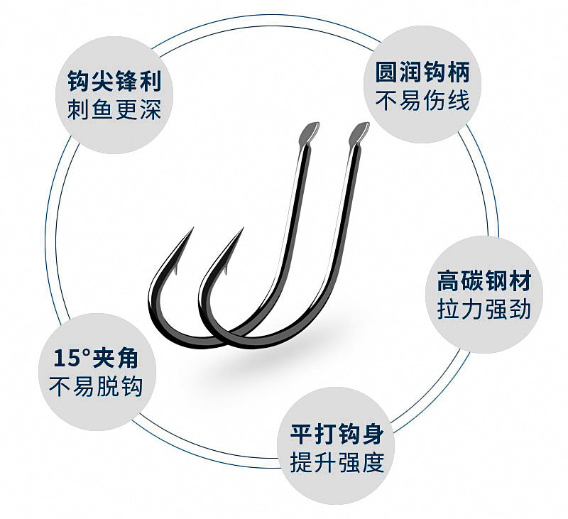 Long Shank Barbed Fishing Hooks, 50-Pack, Sizes 1–34 – product photo