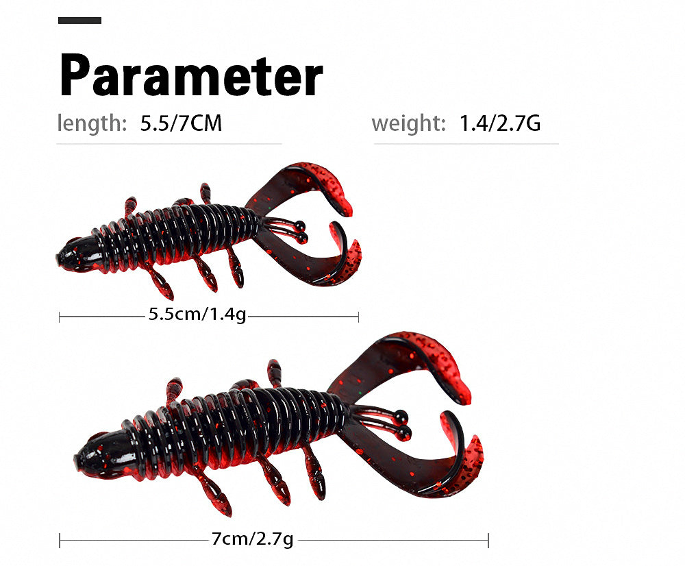 Twin Tail Shrimp Soft Bait, 8-Pack, 5.5 cm or 7 cm – product photo