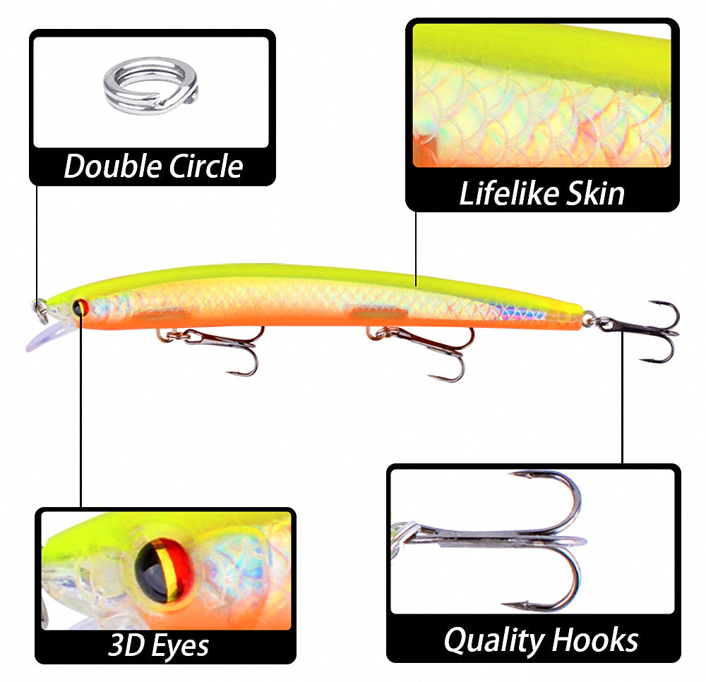 Floating Minnow Hard Bait, Laser Finish Lure – product photo