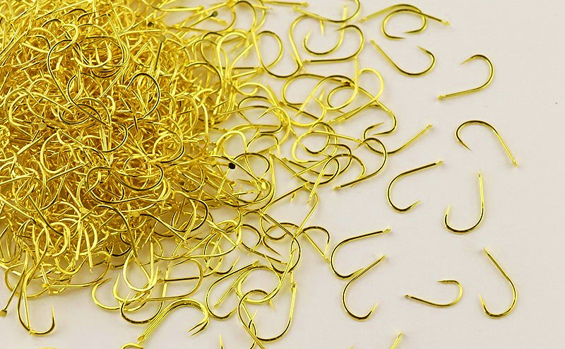 Gold Fine-Wire Bait Hooks, Barbed or Barbless, Size 1–13 – product photo