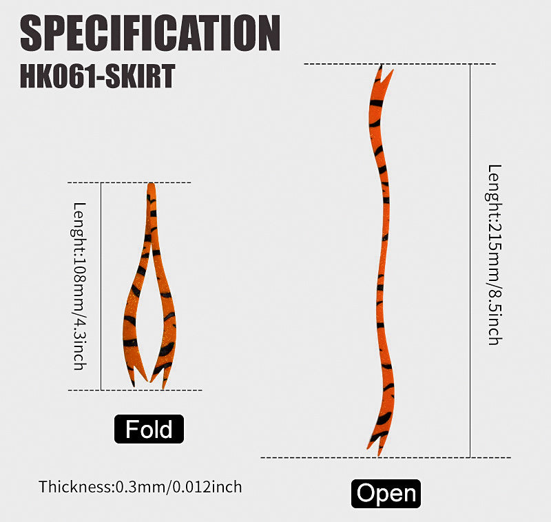 Silicone Jig Skirts, Split Tail, UV Printed, 3-Pack – product photo