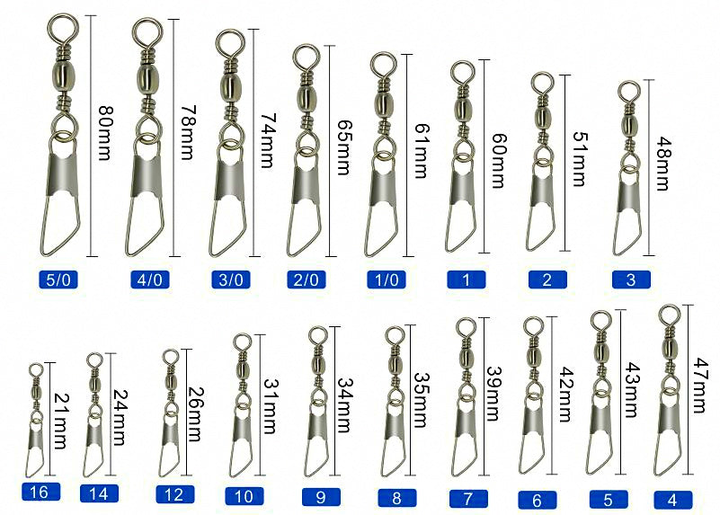Barrel Swivel with Safety Pin Snap, Brass or Iron – product photo