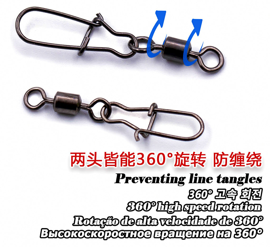 Black Duo-Lock Snap Swivels, 50-Pack, Sizes 14 to 4/0 – product photo
