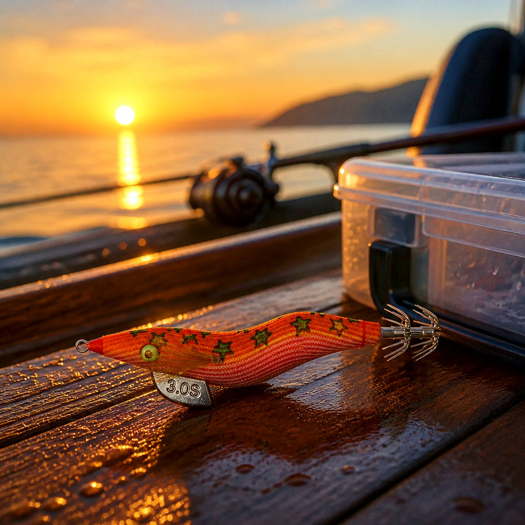 Glow Wood Shrimp Squid Jig (Egi), 3.0, 17 g (0.6 oz) – product photo