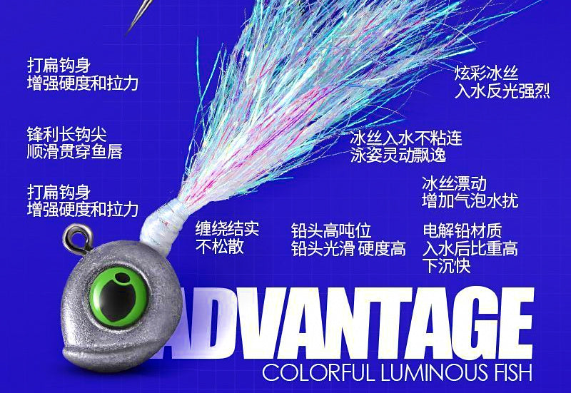 Glow Ice Silk Shrimp Jig Head Lure, 1.5–7 g (0.05–0.25 oz) – product photo
