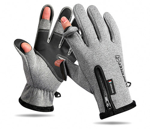 Fleece-Lined Fishing Gloves, Touchscreen, Flip-Top Finger Options – product photo