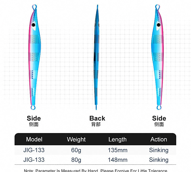 Fast Sinking Metal Jig, UV Glow, 60–80 g (2.1–2.8 oz) – product photo