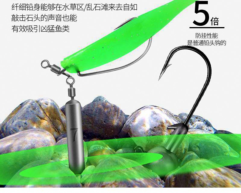 Anti-Snag Crank Hook Jig Head Rig with 10 Soft Baits – product photo