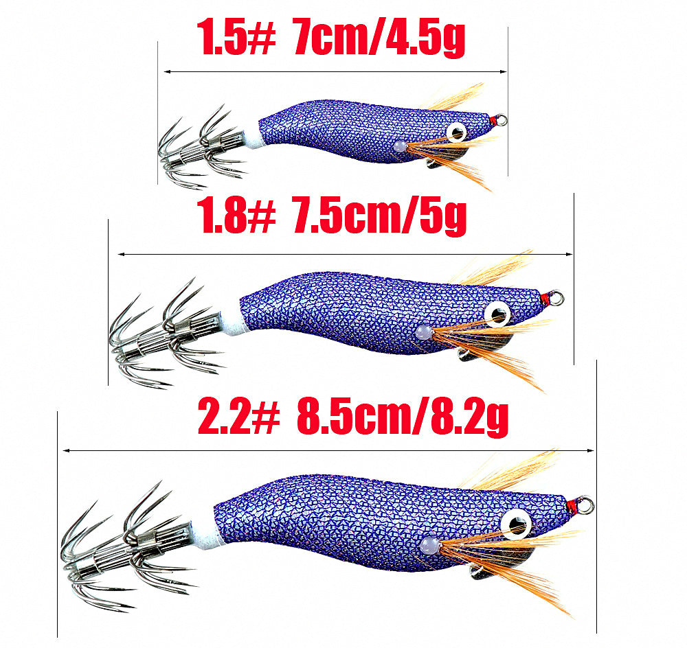 Glow Mini Wood Shrimp Squid Jig, 10 Pack, 1.5–2.2 Size – product photo