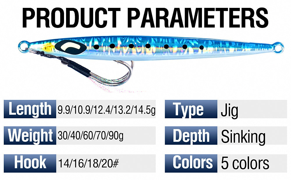 Fast-Sinking Glow Metal Jig, 30–90 g (1.1–3.2 oz) – product photo